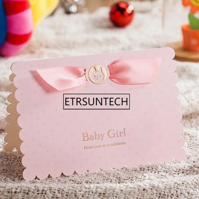 Синий/розовый Лазерная вырезка Детские Пригласительные открытки 3d печать