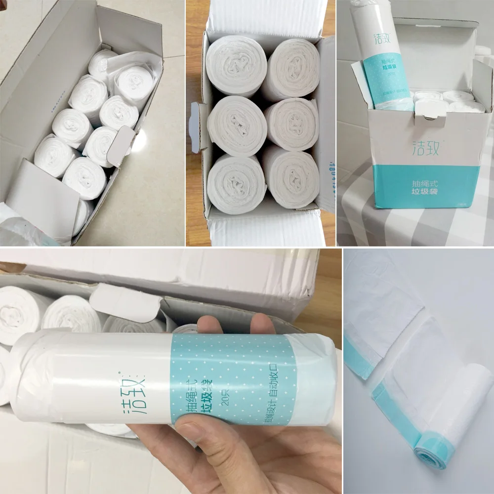 Xiaomi Mijia JieZhi мешок для мусора на шнурке, мешок для мусора, утолщенный материал, предотвращающий утечку, бытовой пластиковый мешок для мусора, 20 шт/1 рулон