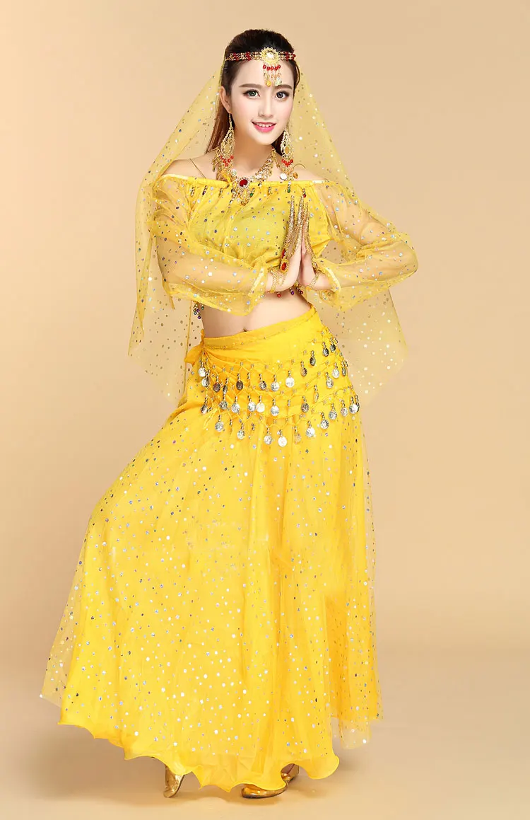 Новый комплект из 4 предметов для выступлений взрослых танца живота костюм