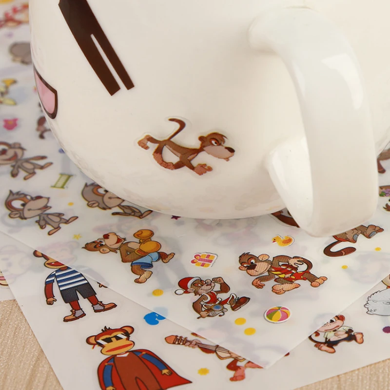 6 листов мультяшная обезьянка прозрачный дневник альбом декоративная этикетка