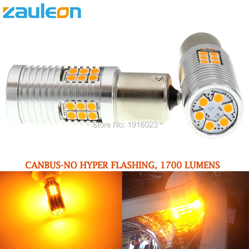Zauleon 2 шт. 1156 P21W PY21W светодиодный Amber, указатель поворота BA15S BAU15S желтый светодиодный Canbus без гипер мигать лампы