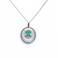 emerald pendant 925 sterling silver vintage pendant necklace for women gift fine jewelry