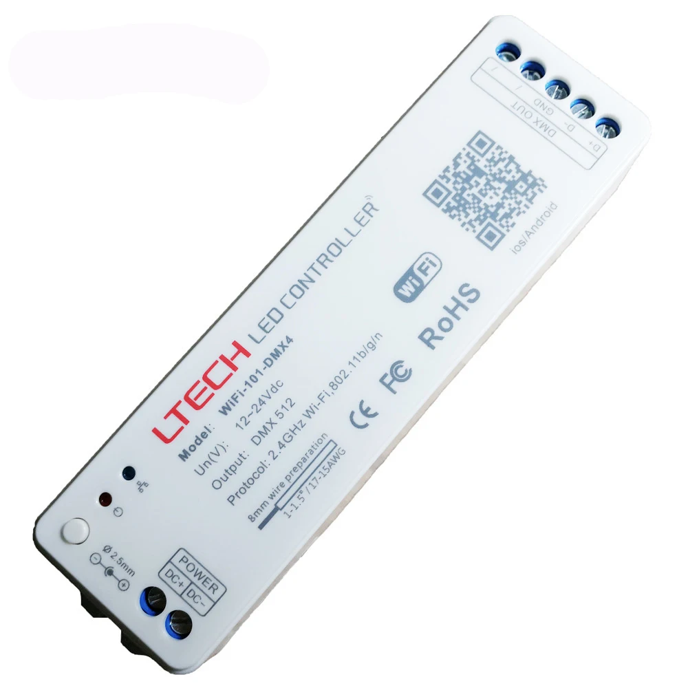 Светодиодный WiFi в DMX512 конвертер контроллер; DC12-24V вход; DMX512 выходной сигнал светодиодный RGB контроллер полосы Wifi-101-DMX4