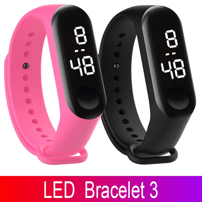 Для mi band 3 ремешок сенсорный экран циферблат белый светильник СВЕТОДИОДНЫЙ Дисплей силиконовый ремешок браслет Спорт на открытом воздухе часы браслет часы