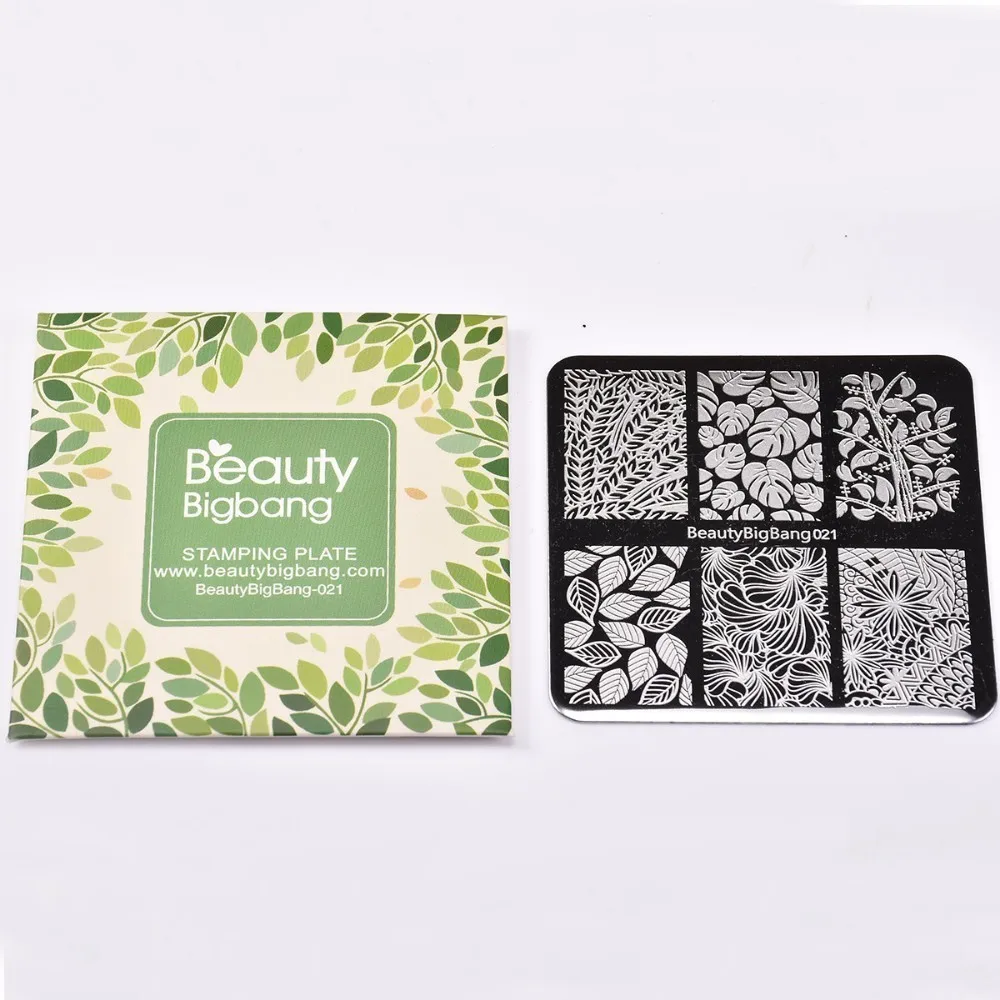 BEAUTYBIGBANG 6*6CM Square Nail Art Stamp Template Floral Leaf Manicure Nail Art Image Plates