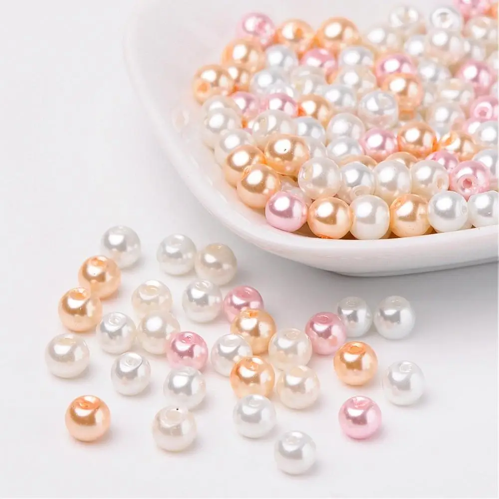 Barely Pink Mix Pandahall 200 шт жемчужные бусины из перламутрового стекла для изготовления ювелирных изделий, браслетов и ожерелий смешанных цветов 6 мм отверстие: 1 мм - Цвет: Barely Pink Mix