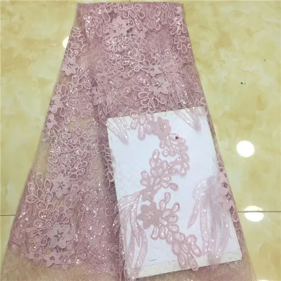 

Latest French Lace Fabric Sequins Fabric High Quality African Tulle Mesh Lace Fabric Embroidery Wedding Lace Fabirc