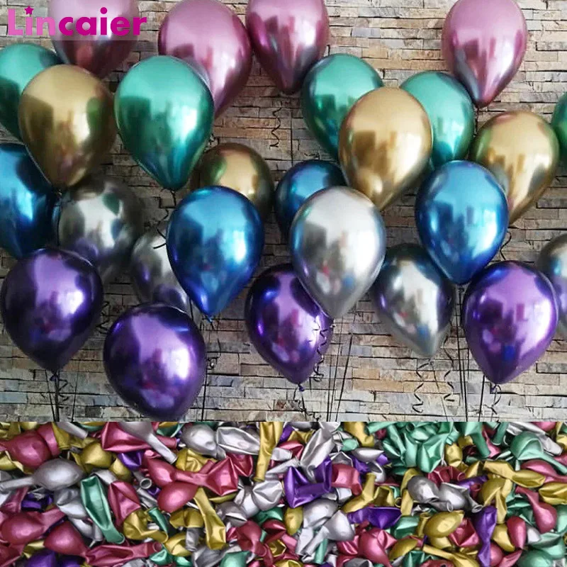100pcs 12inch 2.8g Metallic Thick Pearl Chrome Latex Balloons Happy Birthday Party Decorations Kids Wedding Helium Air Ballon | Дом и сад