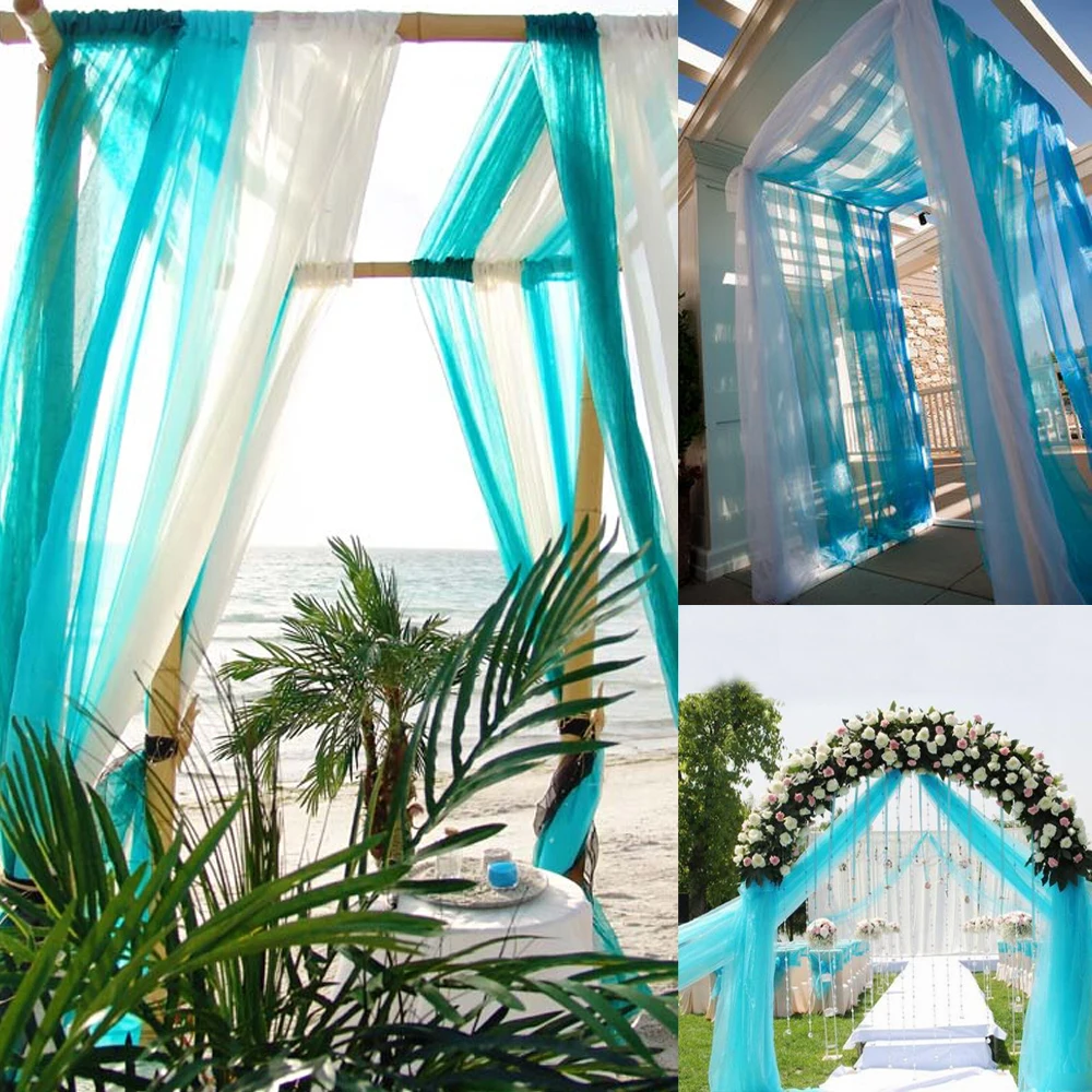 

1000CM*135CM Organza Swag Cars Knot Organza Chair Scarf Table Runner Skirt Banner Decorations Wedding Ceremony Birthday Party