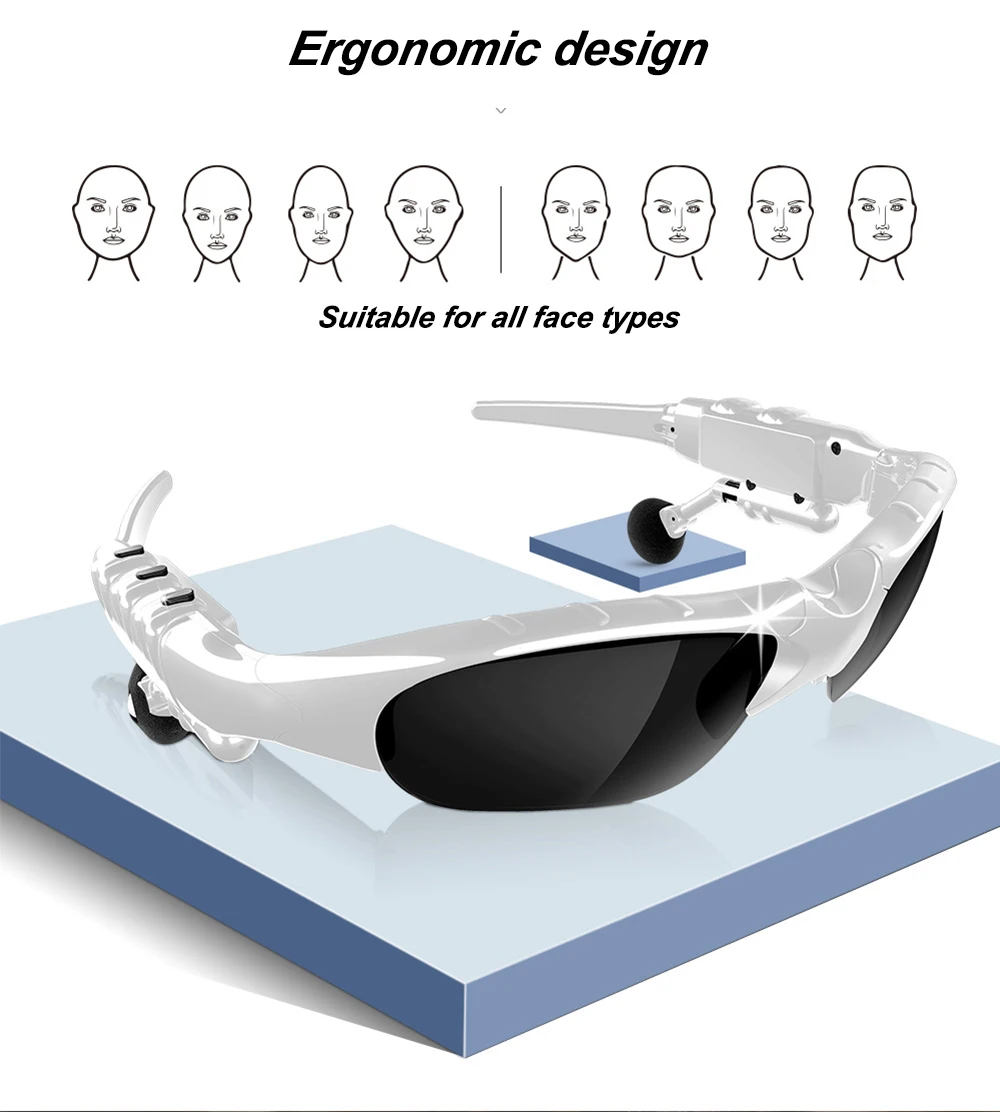 Bluetooth солнцезащитных очков спортивные наушники Bluetooth Беспроводной гарнитура Sunglass большой Батарея Ёмкость