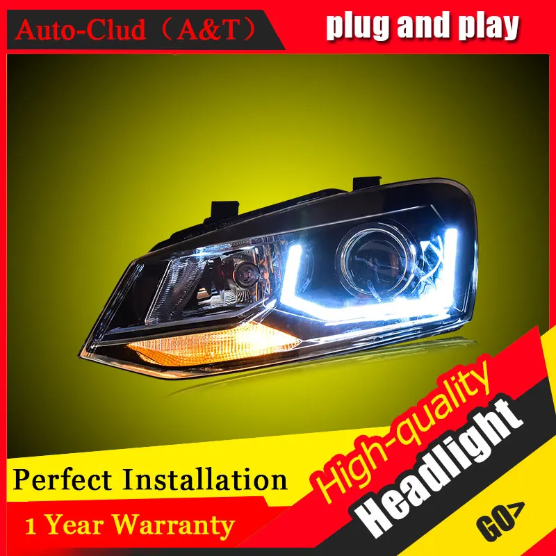 Автомобильный Clud автомобильный Стайлинг для VW POLO фары 2011 2016 polo Светодиодные ДХО