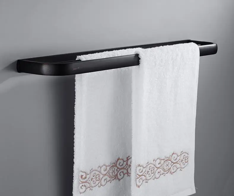 double towel bars Набор аксессуаров для ванной комнаты, Черный Масляный матовый квадратный держатель для туалетной щетки, держатель для бумаги, держатель для полотенец, держатель для полотенец, набор аксессуаров для ванной комнаты - Цвет: double towel bars