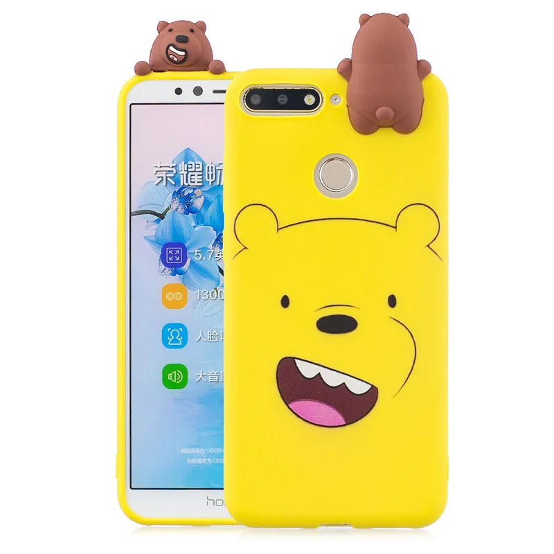 3D Мягкий Силиконовый ТПУ чехол для телефона Huawei Fundas Fundas милый мультфильм чехол для Huawei Y7 Prime чехол Coque Etui