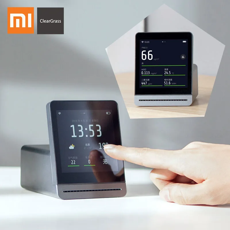 Умный воздушный монитор Mijia ClearGrass, сенсорный экран, мобильное сенсорное управление, для помещений и улицы, прозрачный детектор воздуха для травы, приложение Mihome