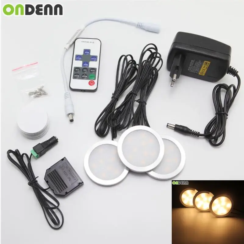 Беспроводной LED светильник для шкафа 3X2W с РЧ регулируемой яркостью и адаптером