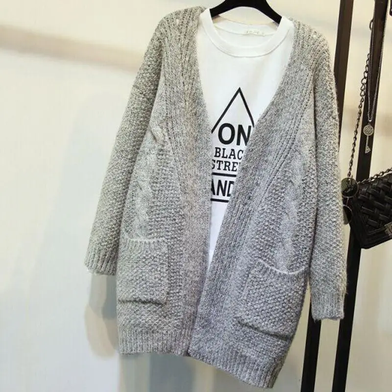 Yfashion Fashion Women Casual Loose Knitwear Coat Thicken Warm Windproof Knitting Tops Simple Beautiful Natural |