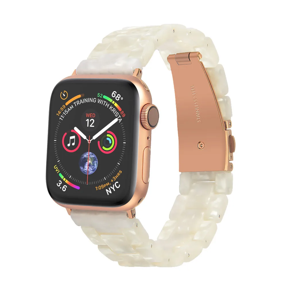 Браслет из смолы для Apple Watch Series 6 5 4 40/38 мм 44/42 с ремешком нержавеющей стали пряжкой