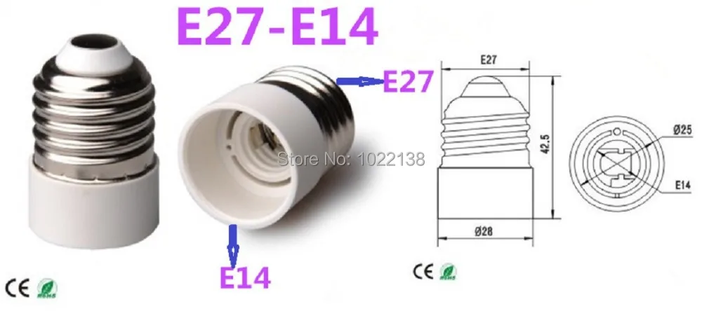100 шт./лот E27 на E14 Светодиодный адаптер для подвесной люстры основание лампы