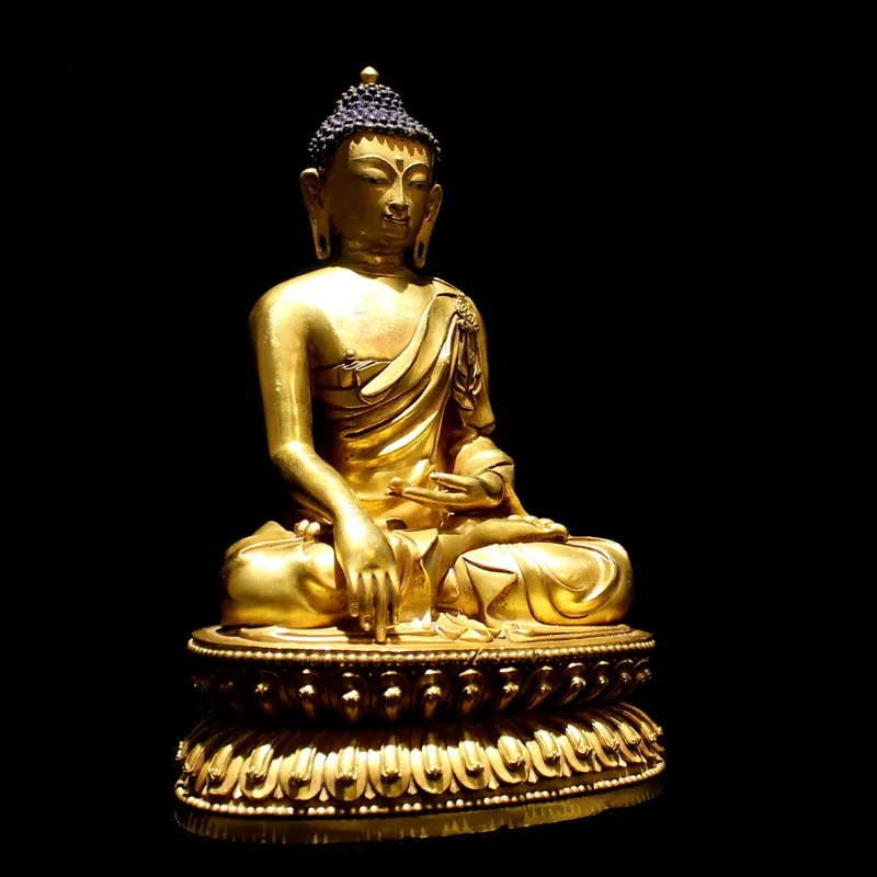 Sakyamuni Будда бронзовая Золотая тибетская Изысканная Статуя Будды