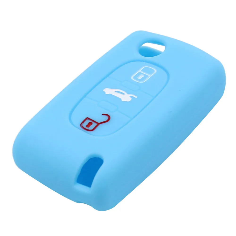 Силиконовый чехол KEYYOU для дистанционного ключа с 3 кнопками защитный Peugeot 206 208 207