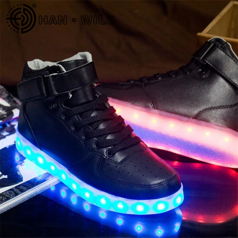 Adult Melbourne Shuffle Shoes Zapatillas Deportivas USB Charger Led Light Colors Flashing Men Leather Casual | Обувь