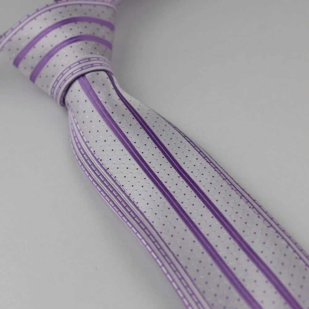 Галстуки мужские узкие Серебристые W фиолетовые вертикальные полосатые галстуки