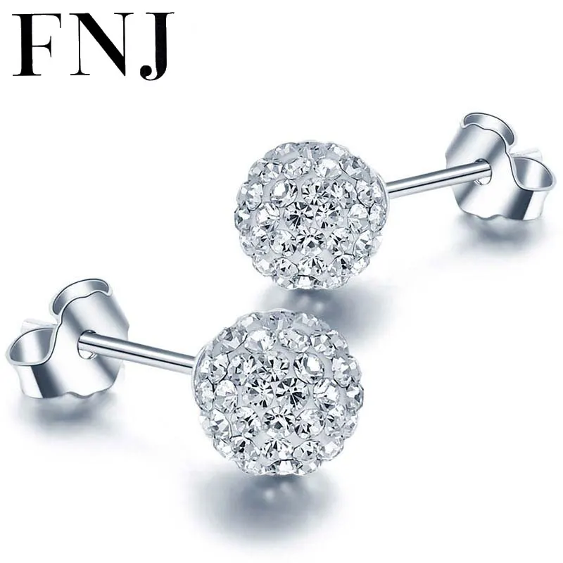 Женские серьги-гвоздики FNJ из серебра 925 пробы с шариками 100% 6 мм 8 | Украшения и