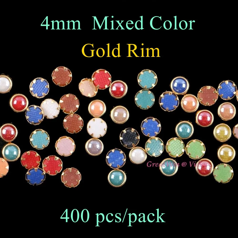 4 мм 400 шт./упак. разноцветные керамические стразы горячей фиксации круглый