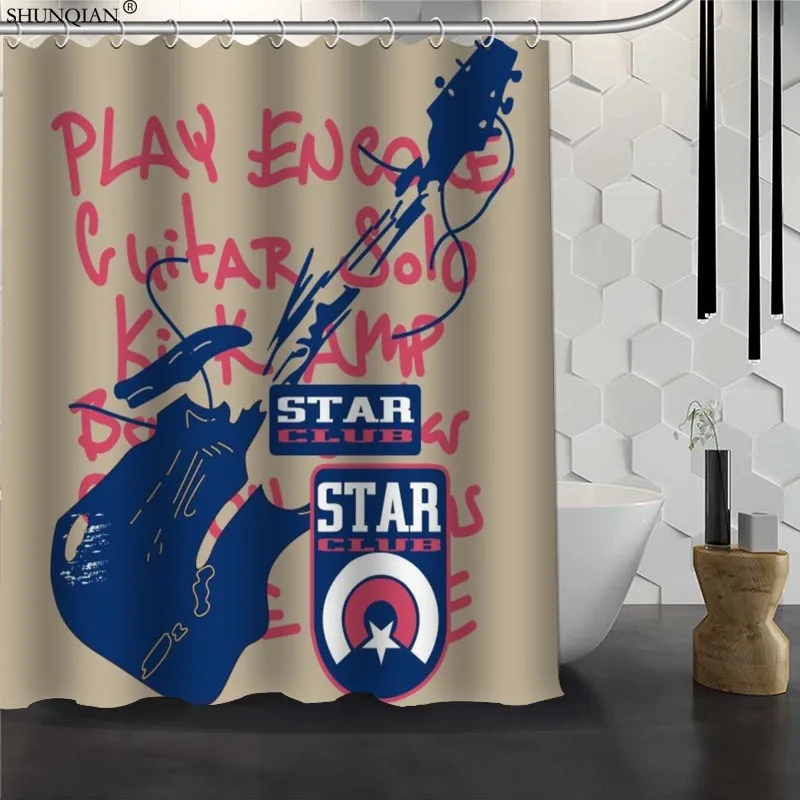 

New Guitar Custom Shower Curtain Waterproof Fabric Bath Curtain 180X200cm165X180cm Polyester Fabric Bathroom Curtain