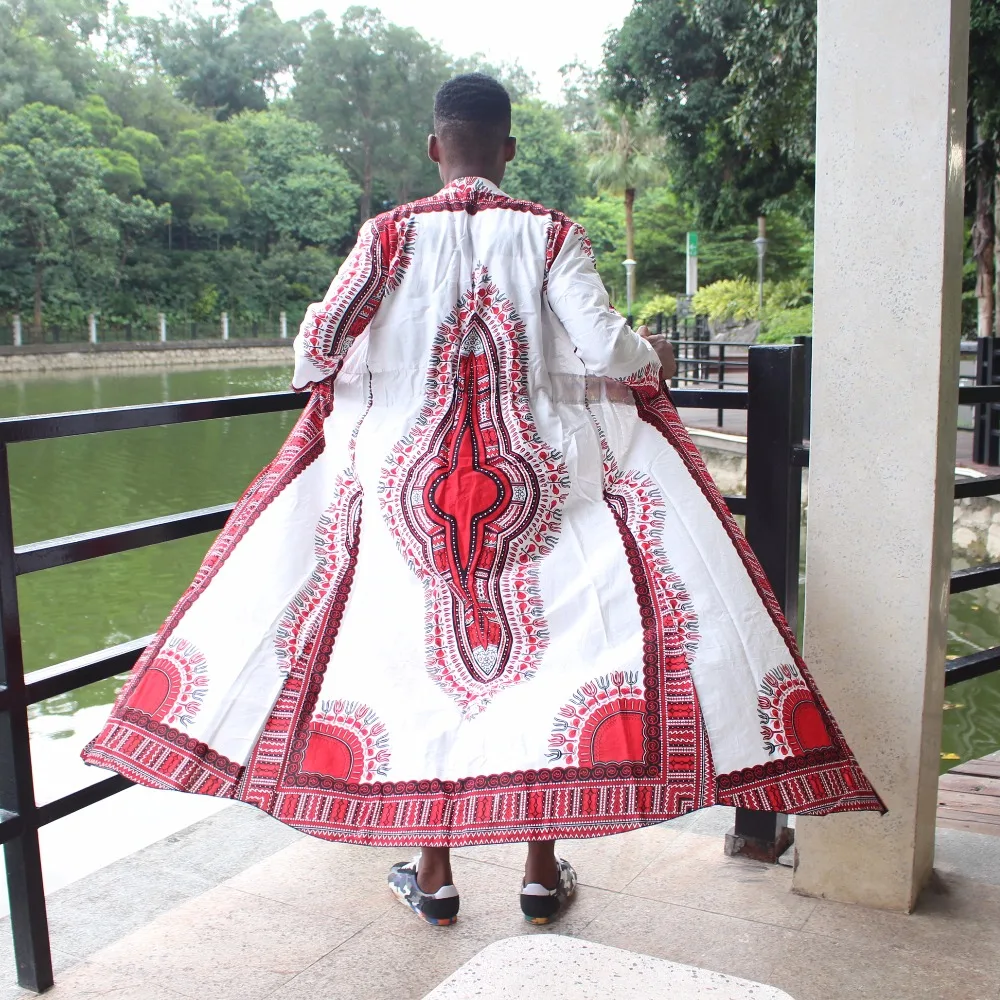 Dashikiage Унисекс Новая мода Базен длинная рубашка Африканский кафтан с длинным рукавом Дашики пояс