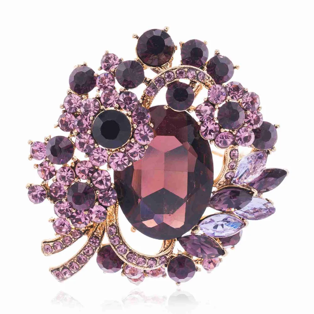 Винтажная ретро брошь с овальным цветком и подвеской Женская Брошь булавка