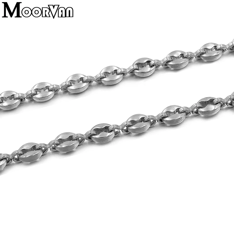 Moorvan Очаровательная цепочка кофейные бобы женское ожерелье длиной 60 см шириной 4,5 мм из нержавеющей стали мужское хип-хоп ожерелье s, Hommes Collier