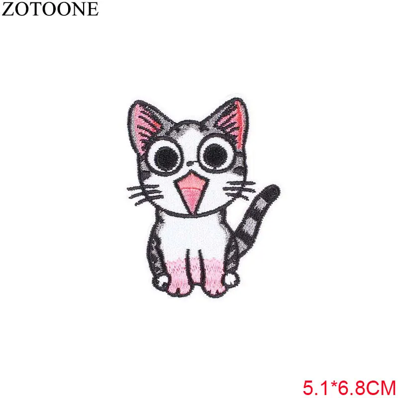 ZOTOONE Animal Patch Cat Fox Dog Stickers Diy Iron on Clothes Heat Transfer Applique Embroidered Applications Cloth Fabric G
