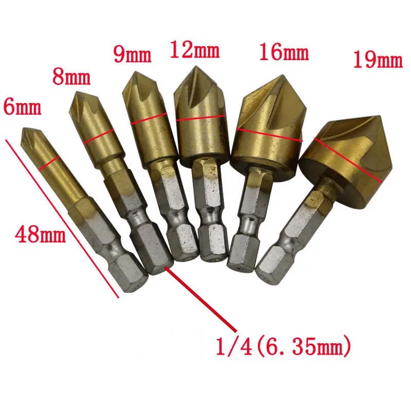 

Single Flute Titanium Coated Edge Chamfer Chamfering 90 Degree Wood Countersink Drill Bit High Speed Steel