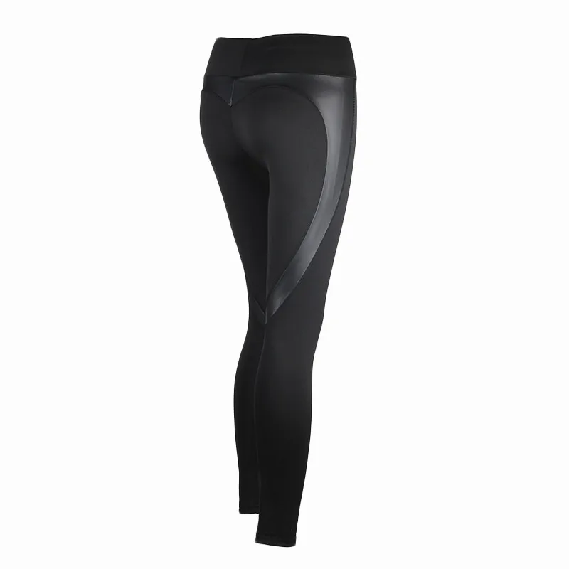

NORMOV Fashion Fitness Leggings Women High Waist Push Up Leather Patchwork Legging Ankle Length Slim Fit Black Gothic Leggins