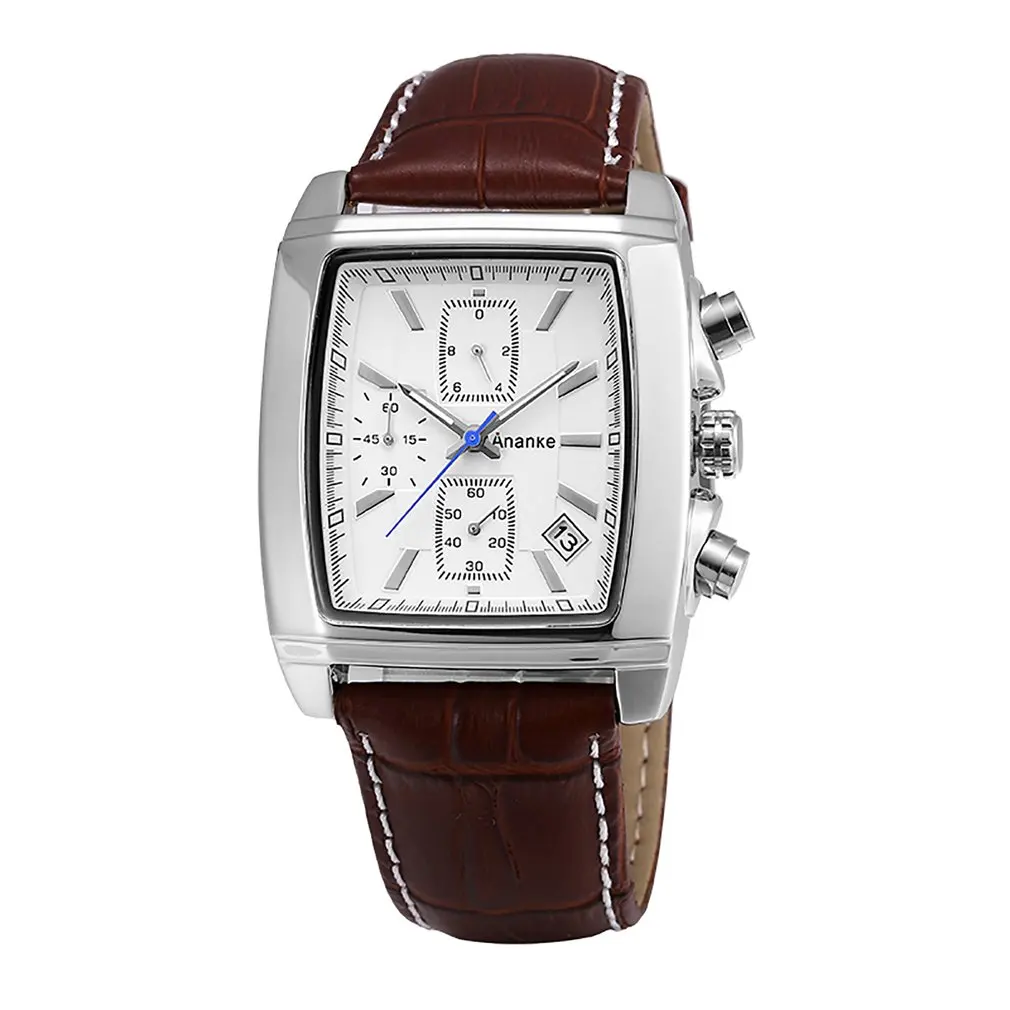 Ananke Для мужчин эксклюзивная кожаный ремешок Повседневное кварцевые часы