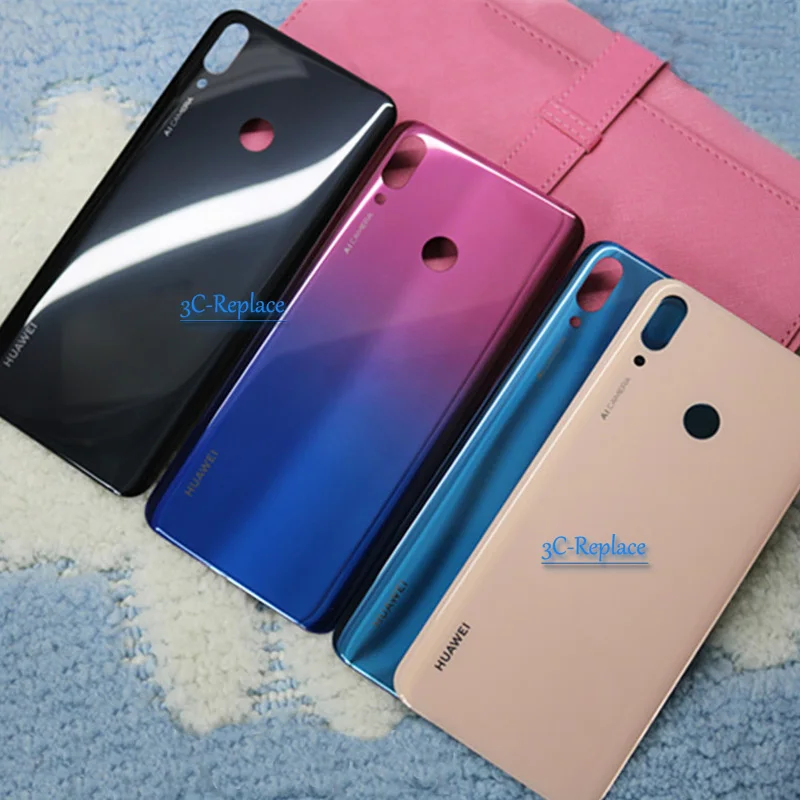 Для huawei Y9 JKM-TL00 JKM-AL00 JKM-LX1 JKM-LX3 JKM-L21 задняя Батарея крышка дверца батарейного Корпус чехол сзади Стекло запчасти