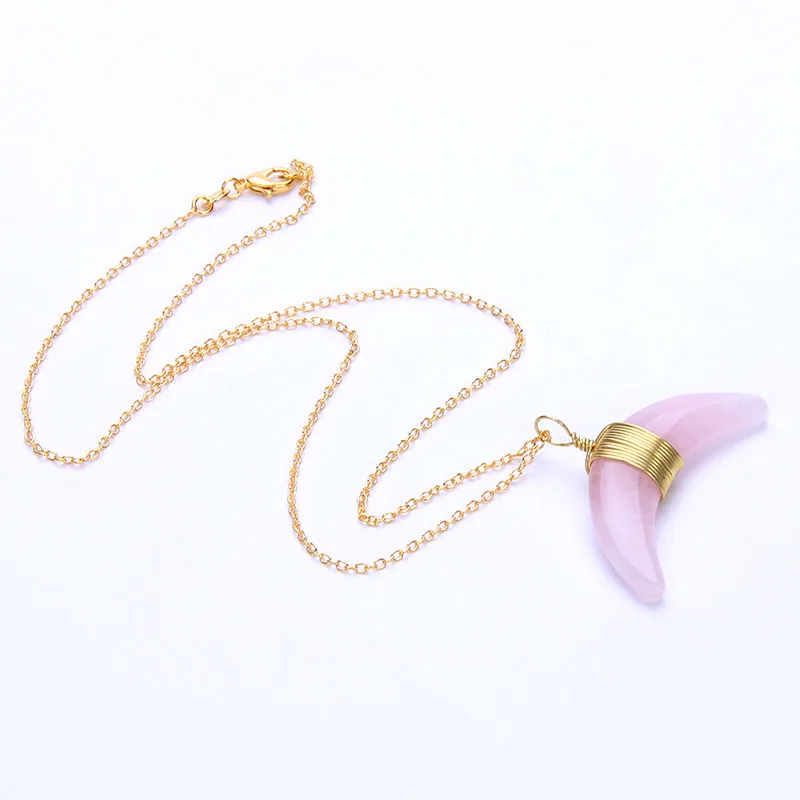 Натуральная чакра рейки Фиолетовый Кристалл полумесяц розовое ожерелье ручная