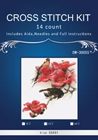 2 birds and red flowers chinese stitchdiy 14ct similar dmc cross stitchsets for embroidery kits counted cross stitching