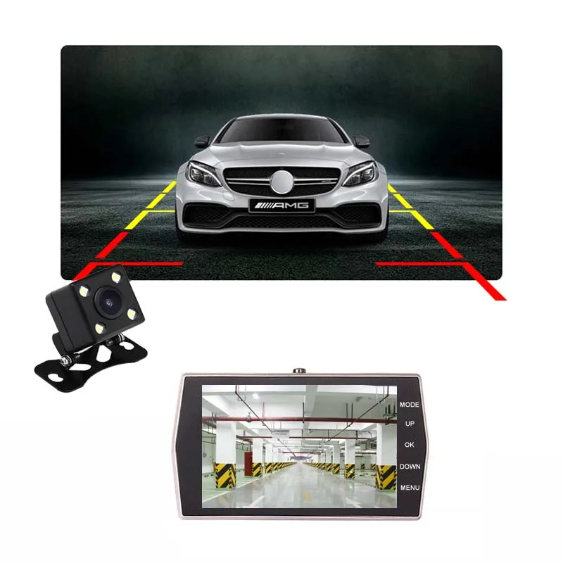 ANSTAR видеокамера для автомобиля 4 дюйма FHD 1080P 170 широкий угол двойной объектив с