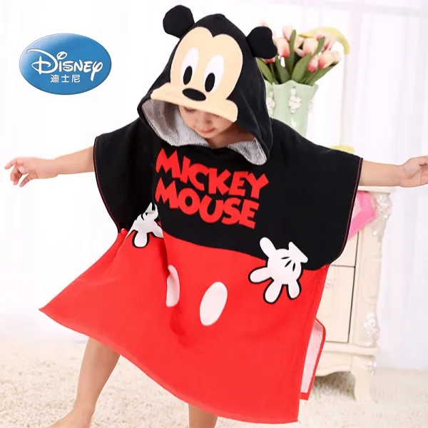 mickey mouse Disney/банное полотенце в черный и красный горошек с Минни Маус, хлопок, с капюшоном, для маленьких мальчиков и девочек, детское пляжное/бильярдное полотенце/накидка - Цвет: mickey mouse