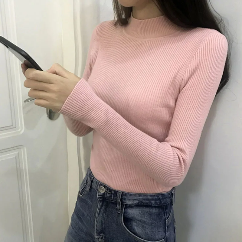 New Glitter Turtleneck Women Pullover Sweater High Elasticity Knitted Ribbed Slim Jumper Autumn Winter Basic Female | Женская одежда