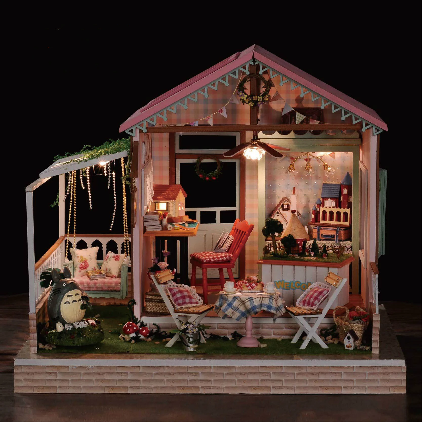 Home Decoration Crafts DIY Doll House Wooden Houses Miniature dollhouse Furniture Kit Room LED Lights Gift | Игрушки и хобби