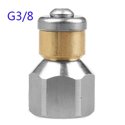 Шайба высокого давления из нержавеющей стали G1/4 G3/8 и аксессуар BSP 1/4 G3/8 на входе 3 сопла шланг Металлическая Насадка вращающаяся канализационная насадка - Цвет: Оранжевый