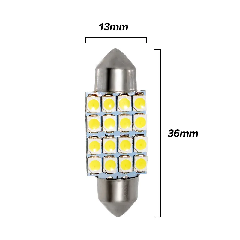 Фонасветильник для багажника автомобиля 1206 16SMD 36 мм 12 В DC C5W белый|trunk light|automotive