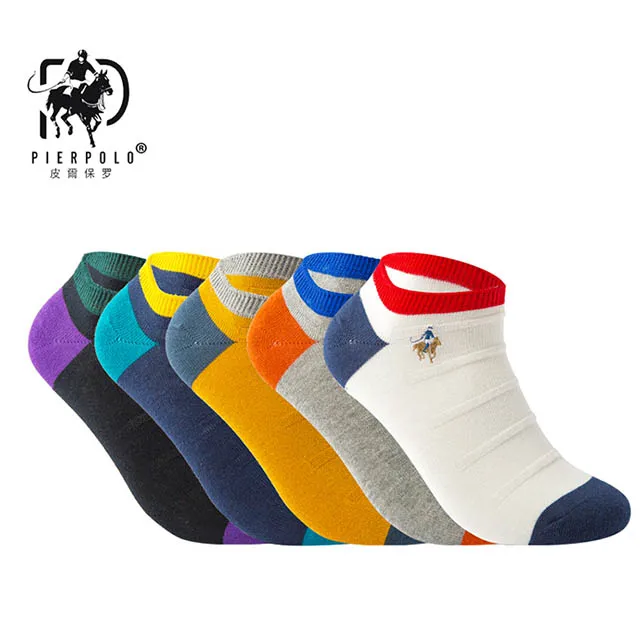SH31 5 Pairs mix 5 пар/лот, PIERPOLO, летние мужские хлопковые носки, повседневные короткие забавные носки, мужские носки, Meia calcetines, высокое качество, брендовые носки для мужчин - Цвет: SH31 5 Pairs mix