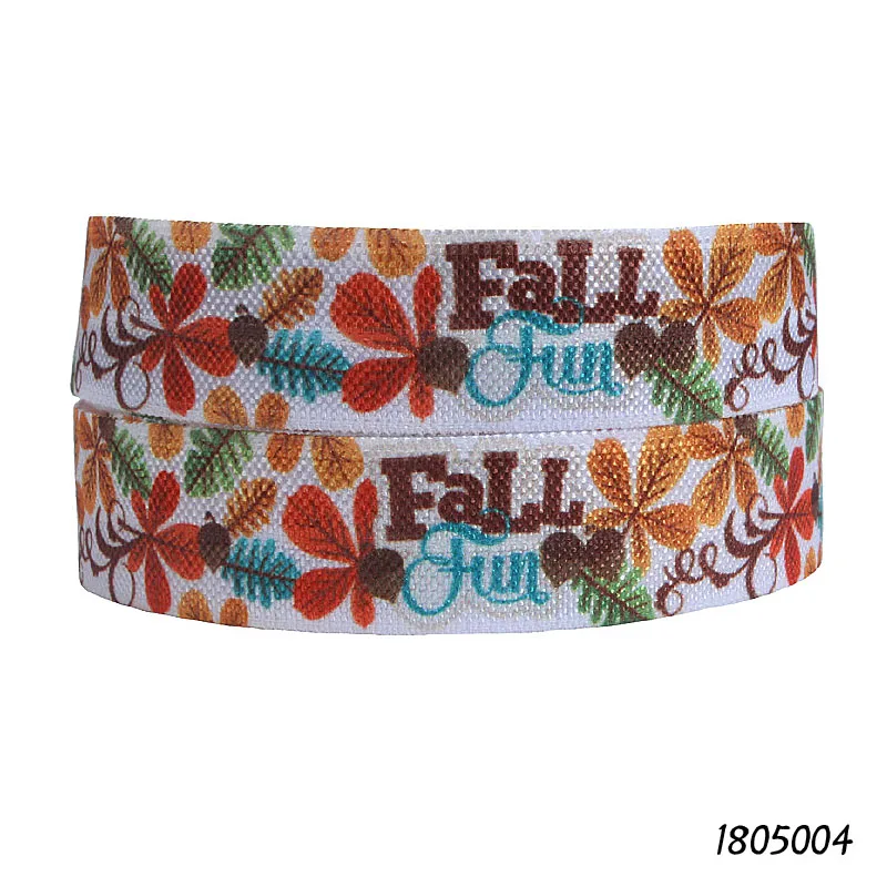 

(50 yards/lot) New arrival fall days patterns fold over elastic foe for hair ties