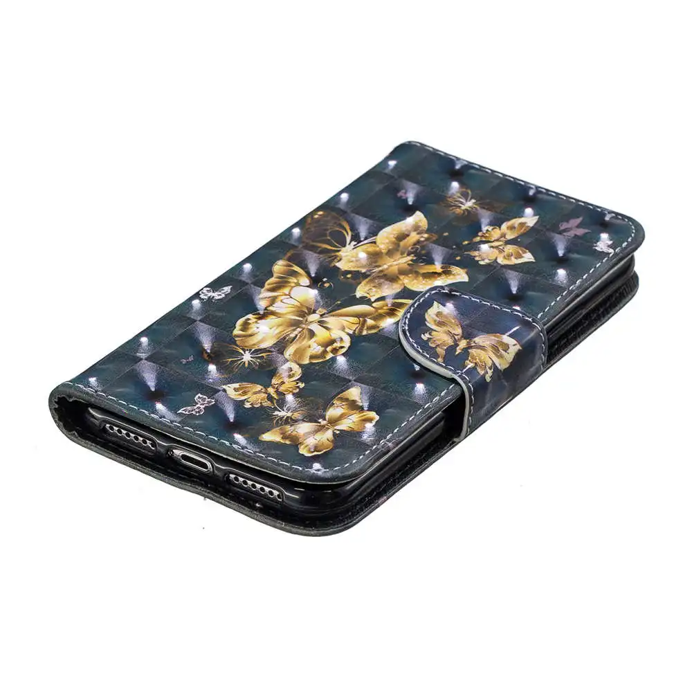 3D чехол-книжка для iphone XS 11 Pro Max, кожаный чехол-книжка для iphone XS Max XR X 7 8 6 6S Plus, чехол для телефона с отделением для карт