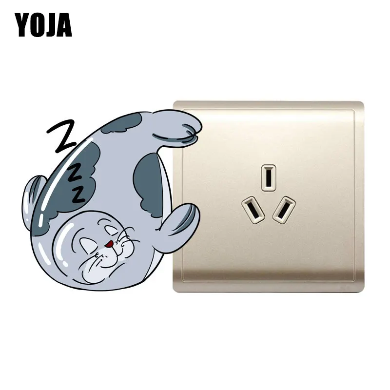 YOJA Sleeping Grey Seal Wall Sticker Room Switch Decal High Quality Home Accessories For Kids 8SS1266 | Дом и сад