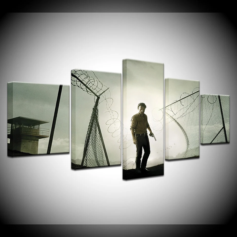 

Modular Pictures HD Printed Canvas Frame Painting Home Wall Art Photo Decor 5 Panels Movie Walking Dead Landscape Poster Artwork